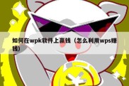 如何在wpk软件上赢钱（怎么利用wps赚钱）