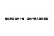 竞技联盟德州扑克（德州牌扑克竞技联盟）