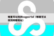 哪里可以找到ssgportal（哪里可以找到网赌地址）