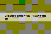 wpk软件有透视软件挂吗（wps透视图教程）