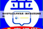 微扑克平台怎么开好友房（微扑克玩家在哪里找）