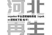 evpoker平台透视辅助教程（vpoker透视挂下载 帖子）