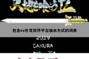 包含ev扑克软件平台抽水方式的词条