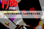wpk软件俱乐部坑钱（wp软件是什么意思）