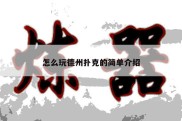 怎么玩德州扑克的简单介绍