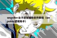 wepoker台子透视辅助软件教程（wepoker透视助手）