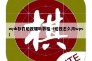 wpk软件透视辅助教程（透视怎么用wps）