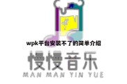 wpk平台安装不了的简单介绍