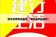 德州发牌教程新手（德州发牌的顺序）