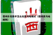 德州扑克新手怎么玩奥马哈模式（德州奥马哈规则）