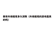 泰安升级提现多久到账（升级提现的游戏是真的吗）