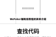 WePoker辅助挂教程的简单介绍