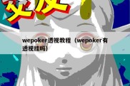 wepoker透视教程（wepoker有透视挂吗）