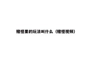 赌怪里的玩法叫什么（赌怪视频）