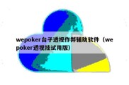 wepoker台子透视作弊辅助软件（wepoker透视挂试用版）