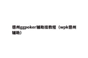 德州ggpoker辅助挂教程（wpk德州辅助）