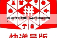 wpk软件充值翻倍（wpe充值bug教程）