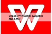 wepoker平台玩家群（wepoker是什么平台）