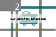 新手玩德州注意什么的简单介绍