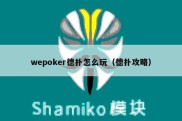 wepoker德扑怎么玩（德扑攻略）
